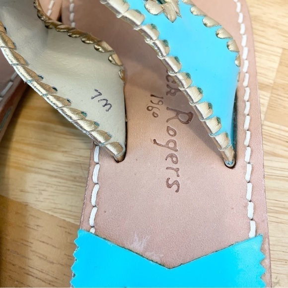 Jack Rogers Nantucket Mint Green Gold Thong Sandal 7M - Picture 8 of 8